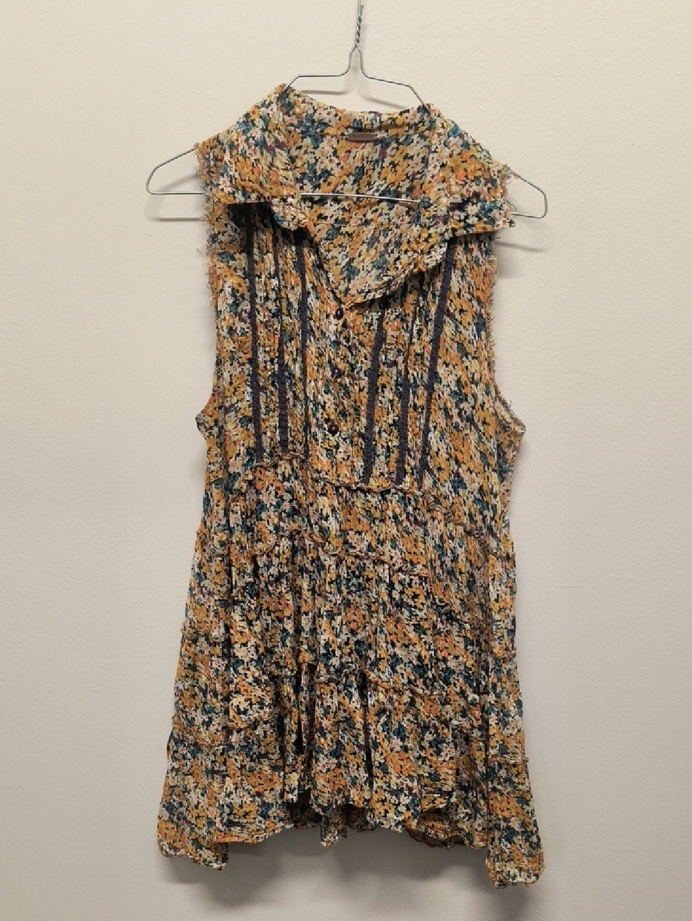 Free People Floral Tunic in Mustard, Navy & Teal